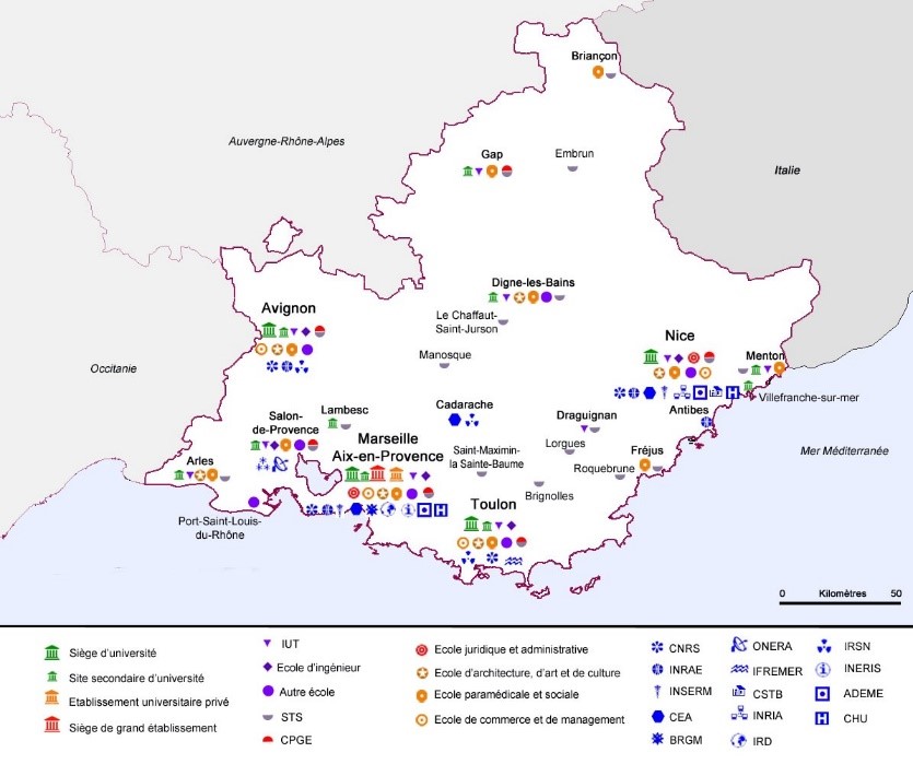 Cartographie des sites d'enseignement supérieur