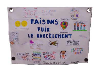 Affiche autour du slogan "Faisons fuir le harcèlement"