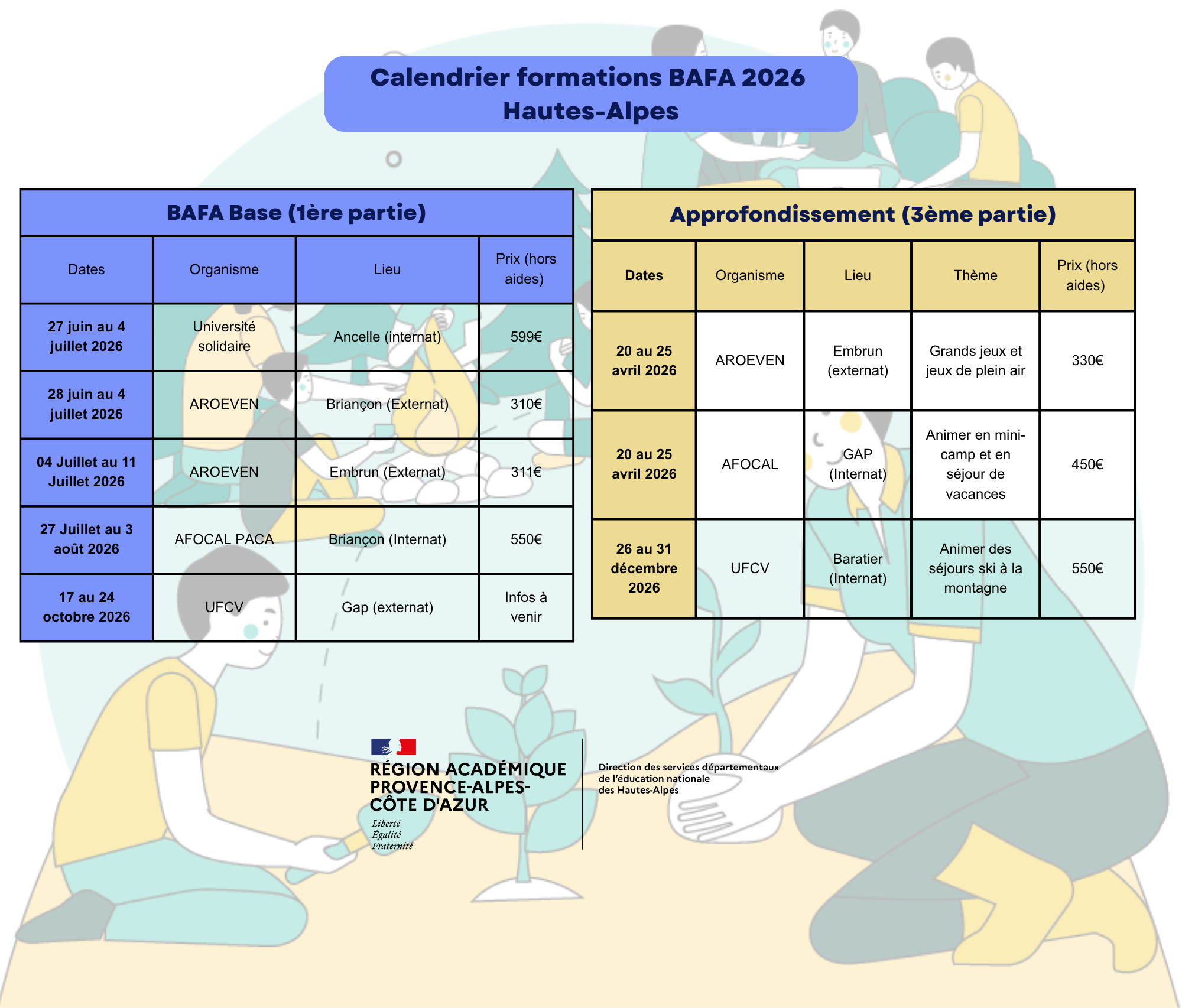 Calendrier BAFA