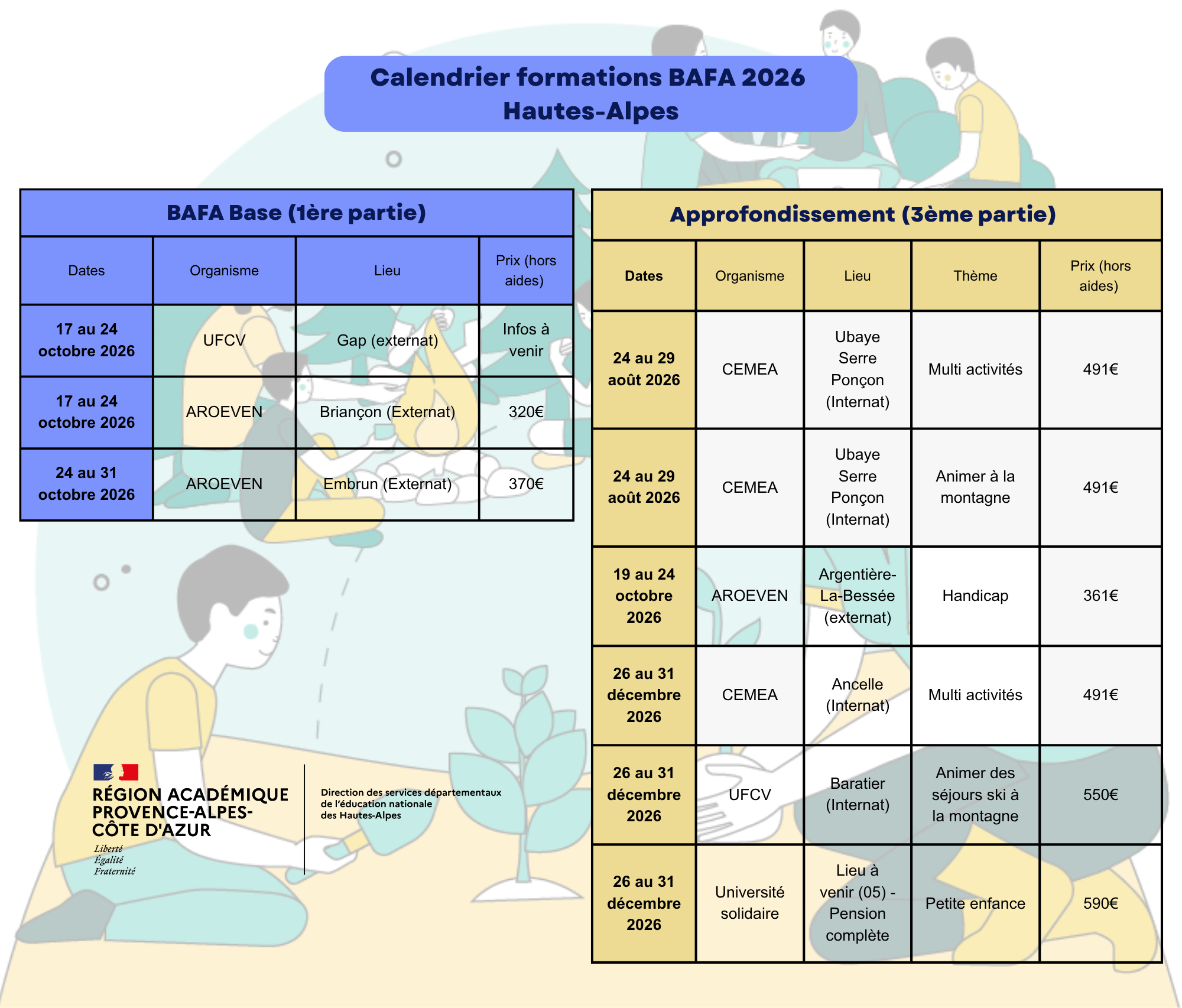 Calendrier BAFA