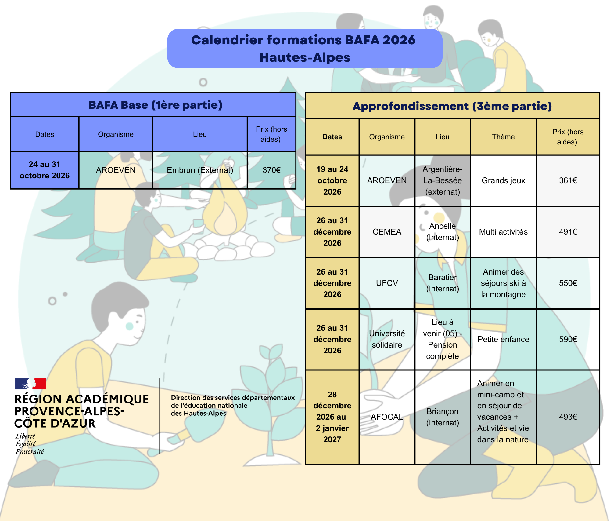 Calendrier BAFA